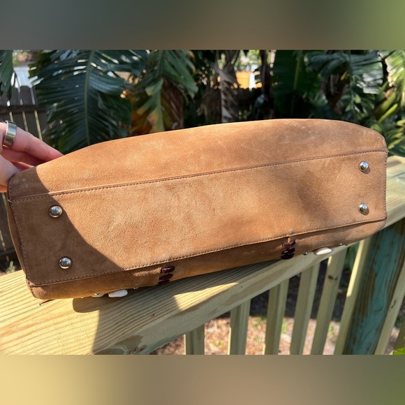 Ashro Western Boho Suede Satchel Bag – 17x10” Shoulder & Crossbody Purse - Picture 12 of 15